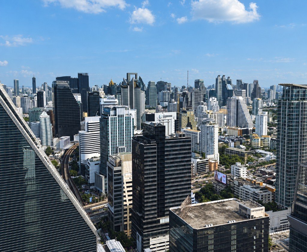 Bangkok skyline of high-rise buildings